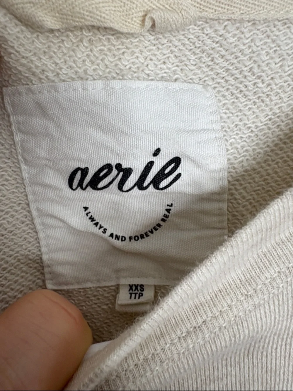 Aerie Sweater Womens XXS Minimalist Cream Crewneck Sweatshirt Casual Lounge - Picture 3 of 6